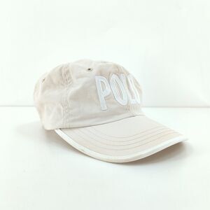 Polo Ralph Lauren Unisex Spell Out Hat Khaki Tan White Embroidered Cap VTG FLAWS